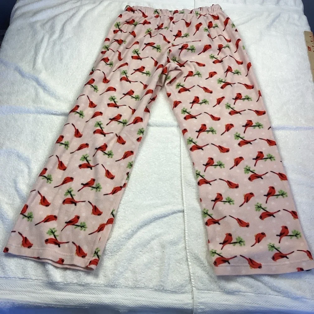 Rene Rofe Girls Pink Sleepware fleece pajama pant red cardinal Sz Lg